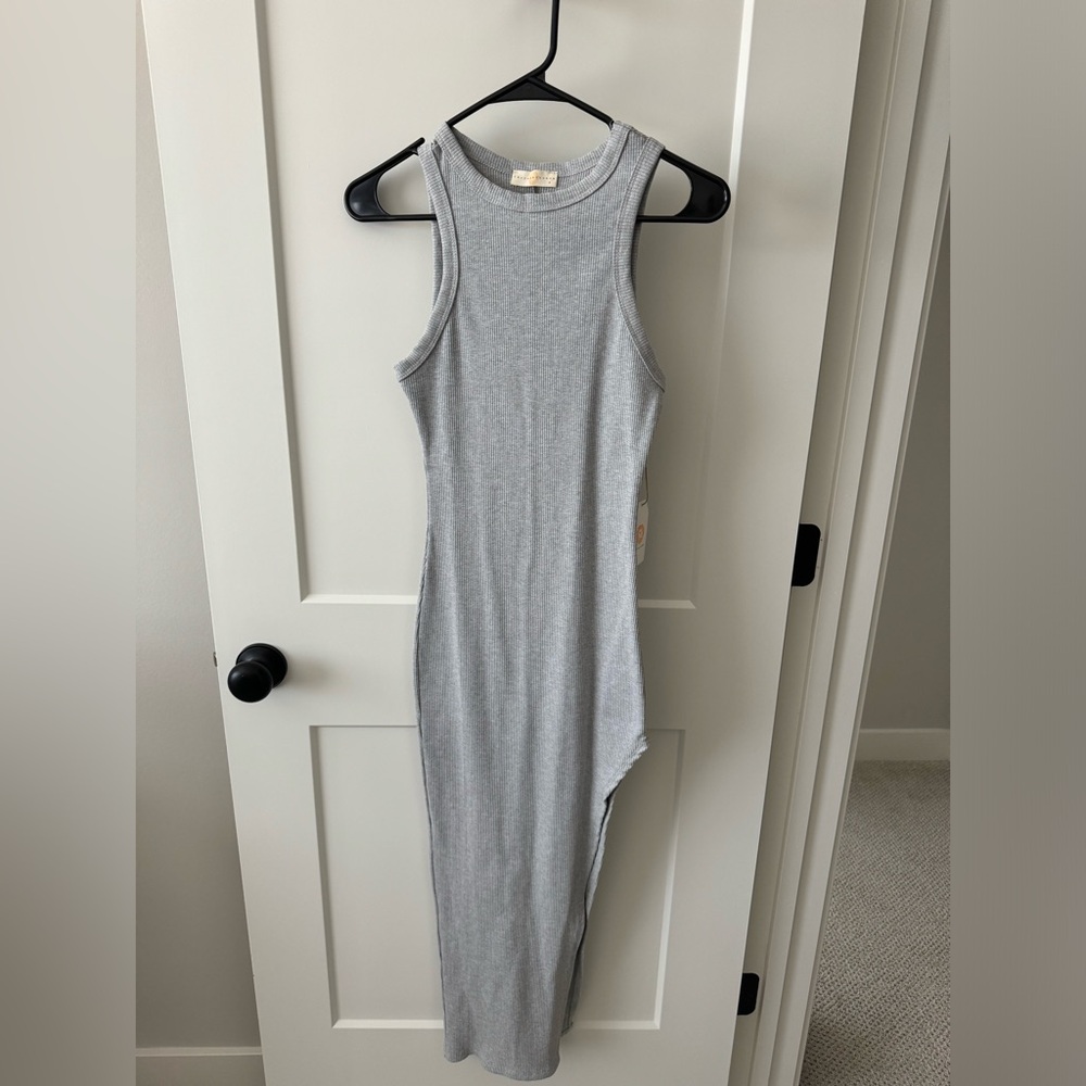Vici Gray Maxi Slit Dress